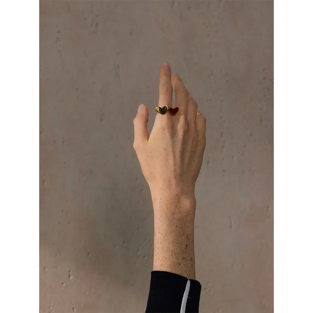Elaine Double Heart Gold Ring