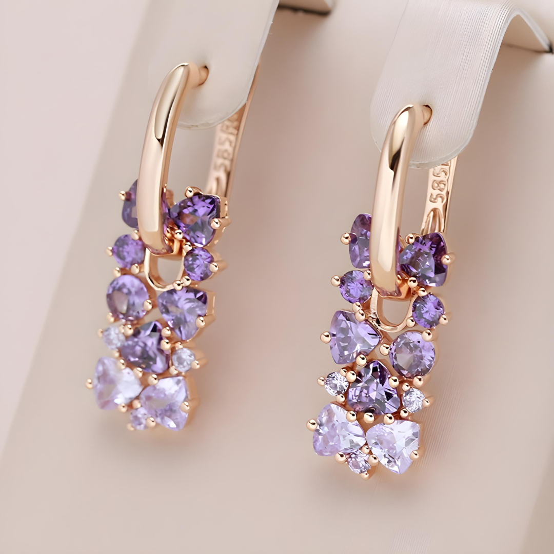 ROSE GOLD EARRINGS WITH AMETHYSTS