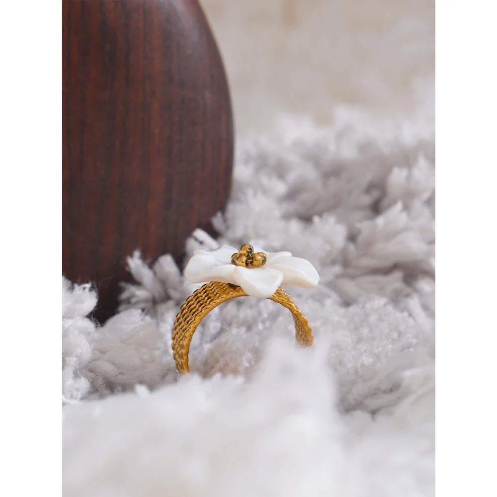Penelope White Flower Ring