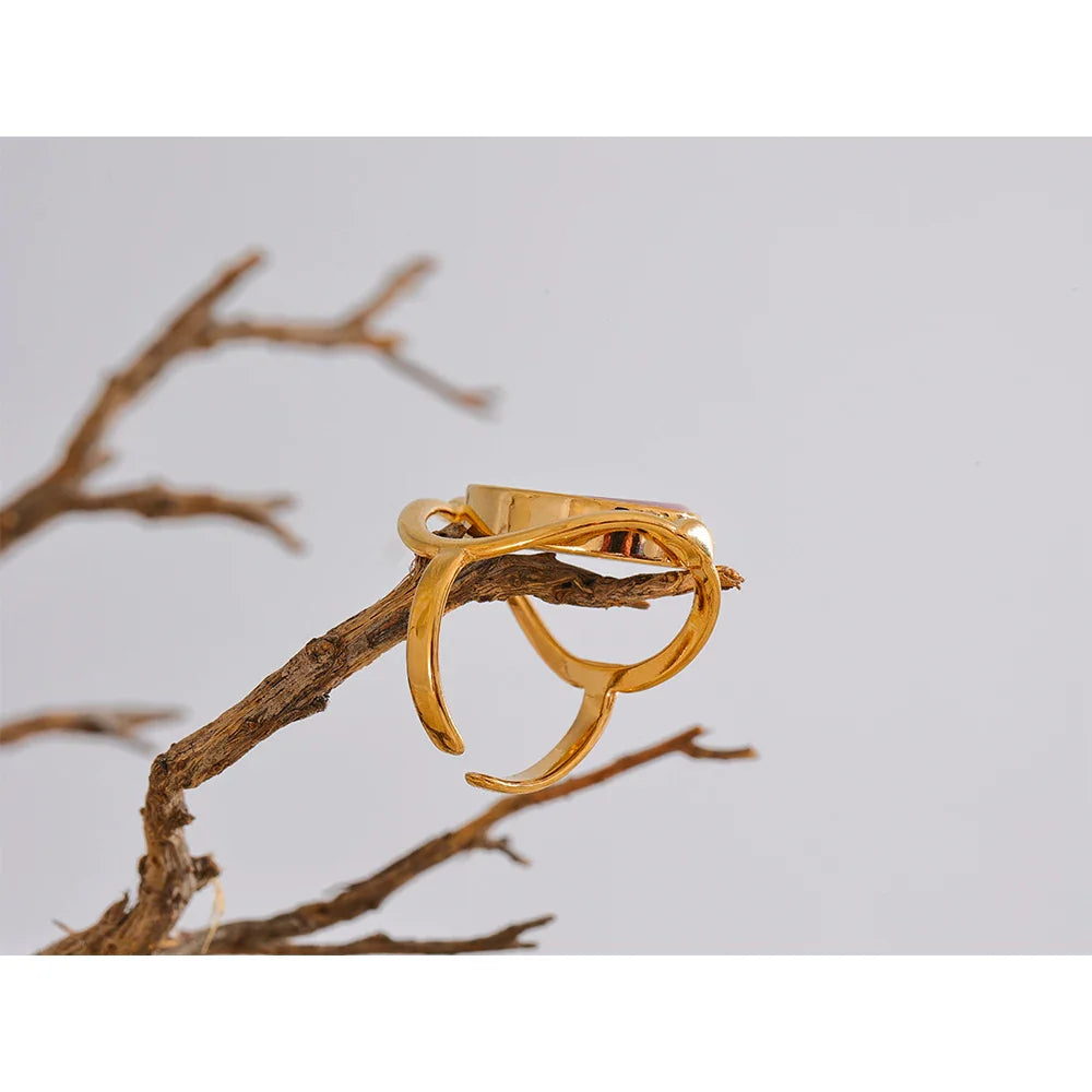 Theodora White Shell Rotatable Ring
