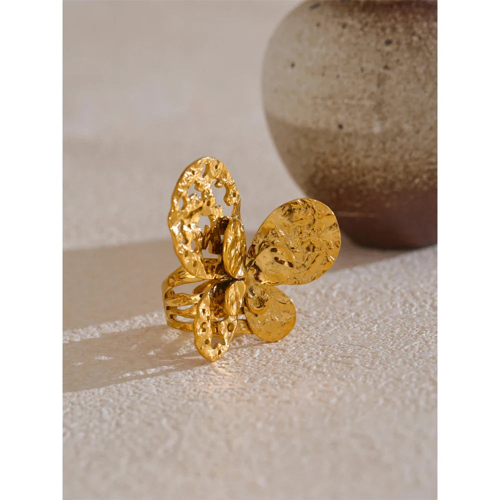 Annabelle Gold Butterfly Earrings & Cuff Ring