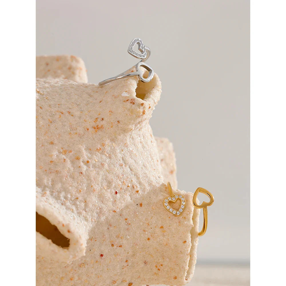 Adjustable Lucky Love Double Open Heart Ring