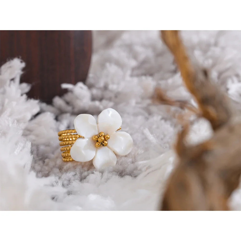 Penelope White Flower Ring