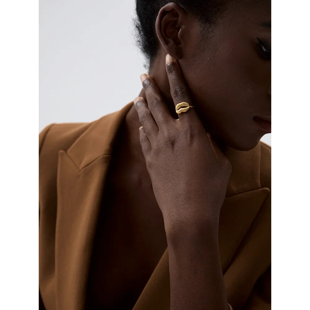 Elaine Lips Open Cuff Ring