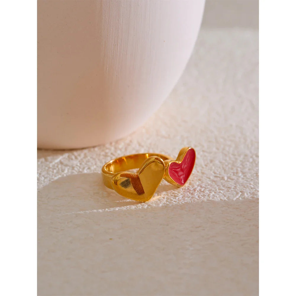 Elaine Double Heart Gold Ring