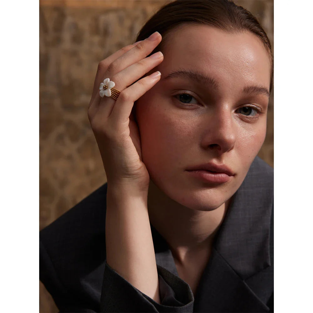 Penelope White Flower Ring