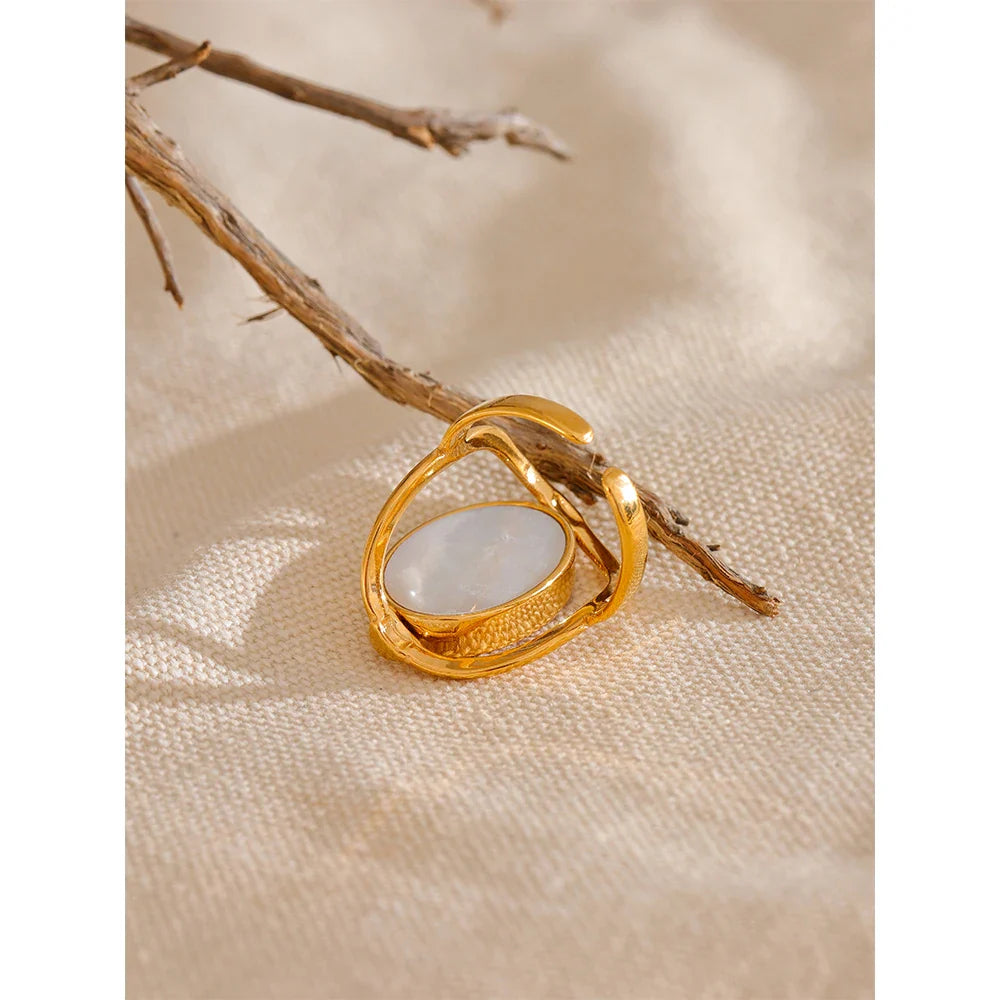 Theodora White Shell Rotatable Ring