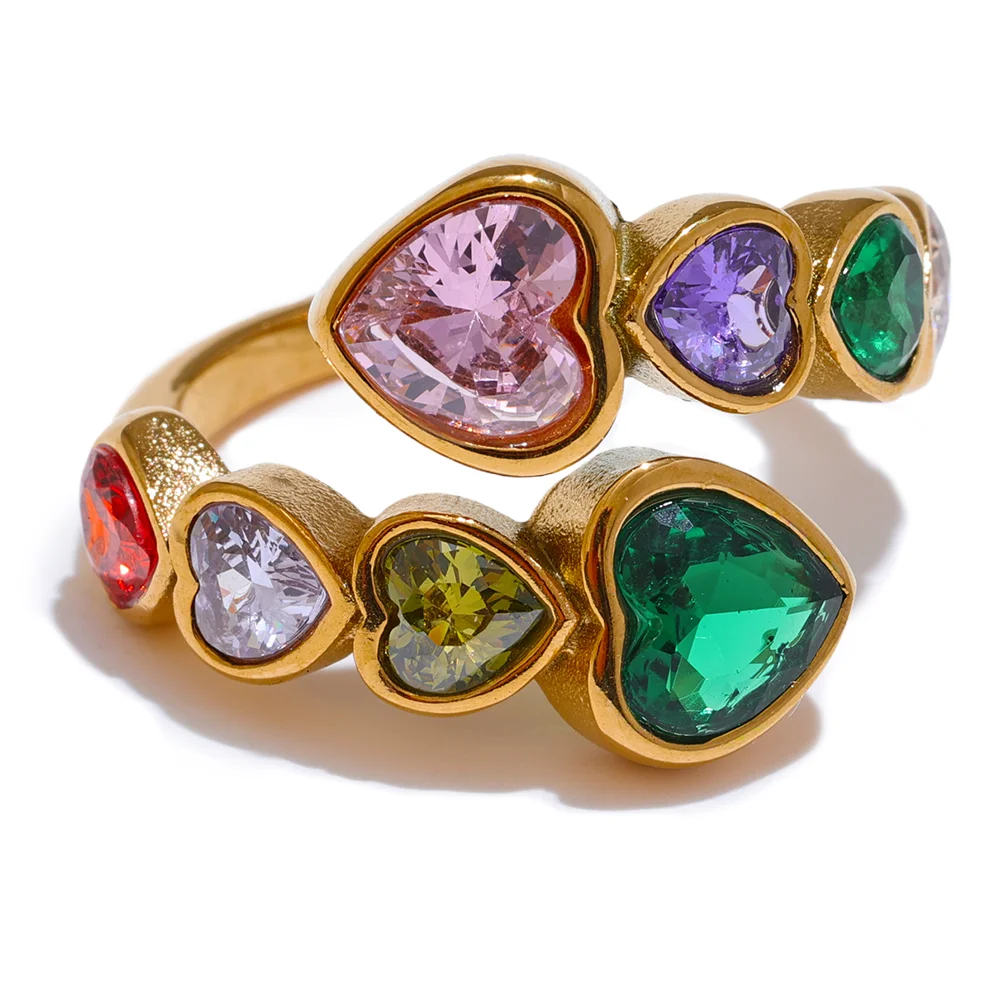 Veronique Studded Hearts Ring