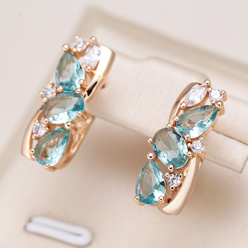 GOLD PLATED AQUAMARINE EARRINGS