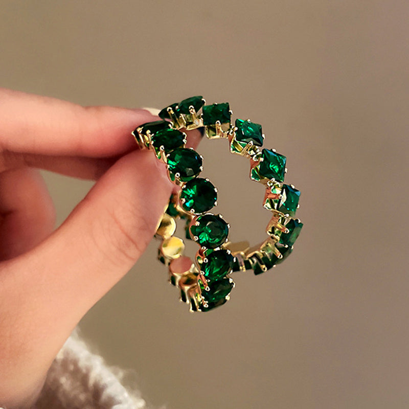 GOLD-PLATED EMERALD HOOPS