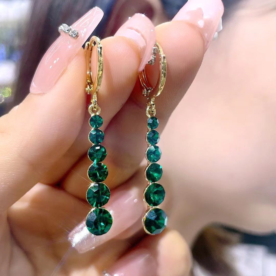 GOLD PLATED LONG EMERALD EARRINGS