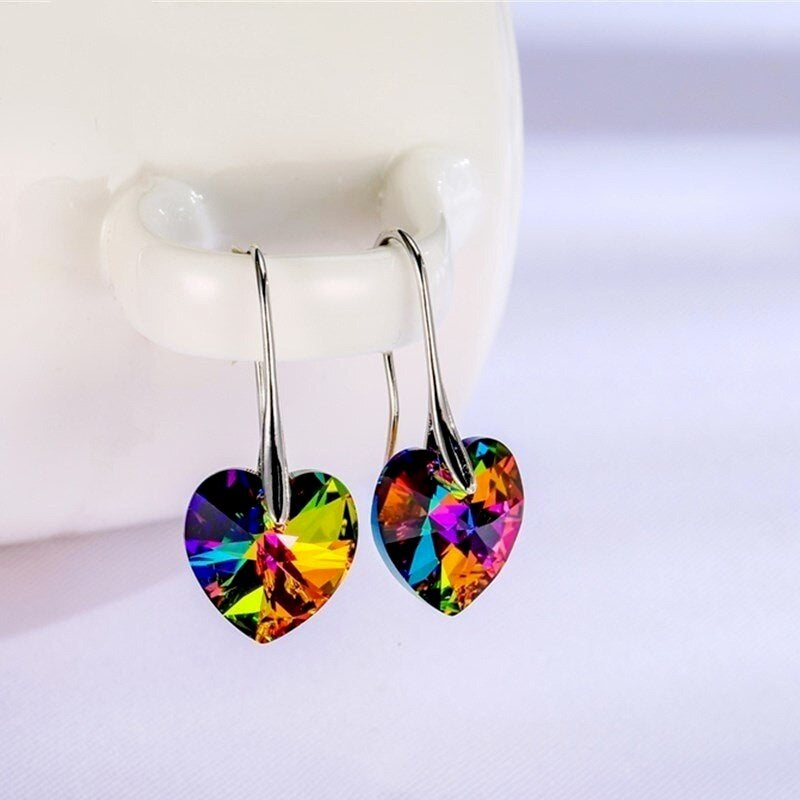 SILVER COLOURED HEART EARRINGS