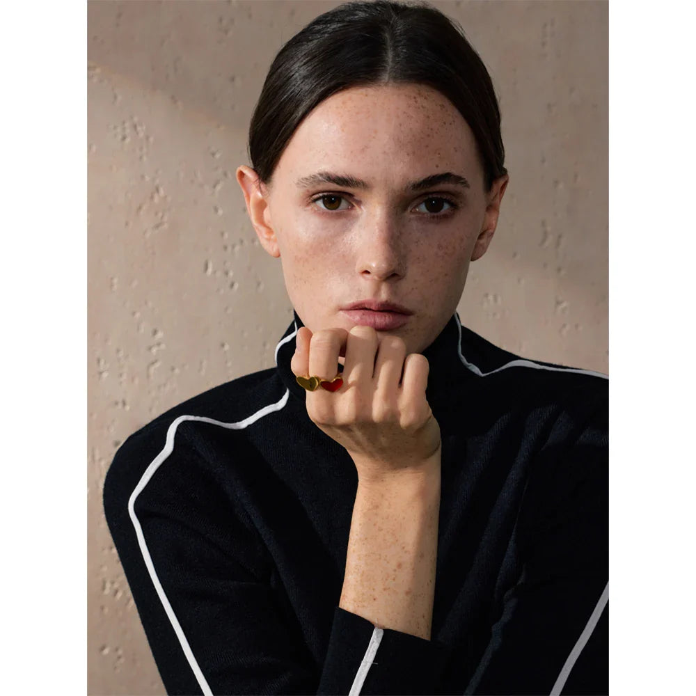 Elaine Double Heart Gold Ring