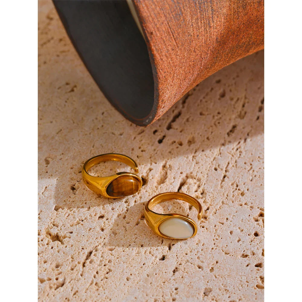 Carina Natural Stone Open Cuff Ring