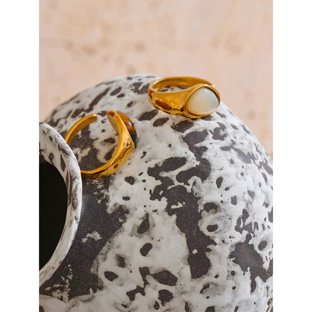 Carina Natural Stone Open Cuff Ring