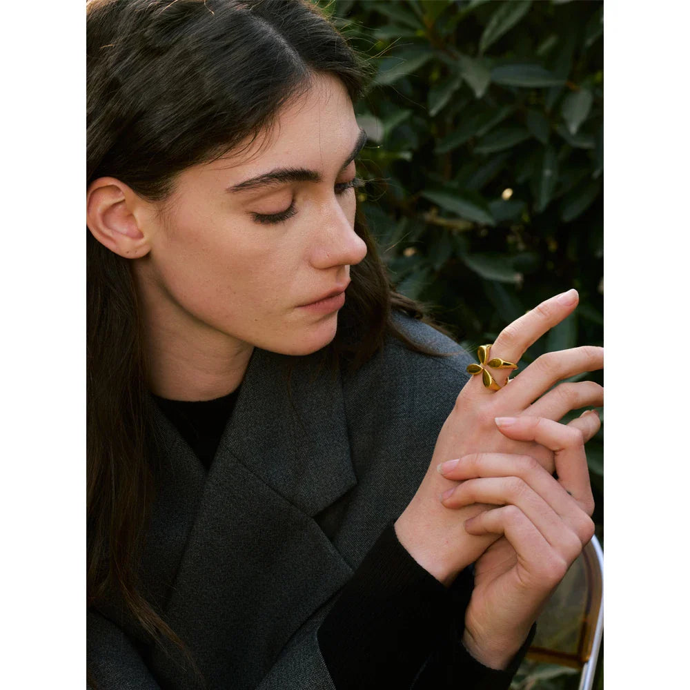 Adelina Flower Cuff Ring