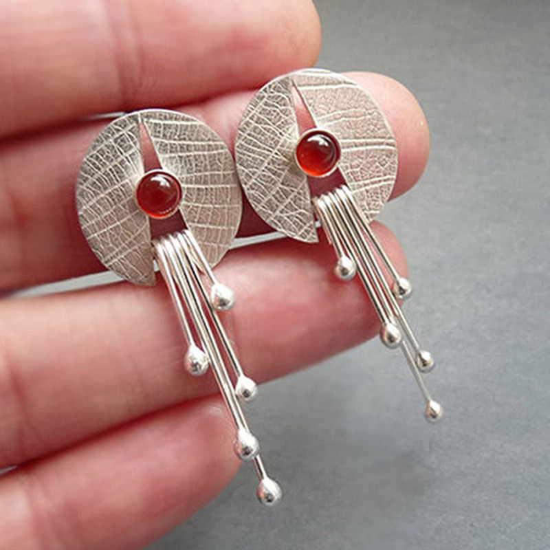 HANDMADE ARTISTIC EARRINGS WITH RUBIES
