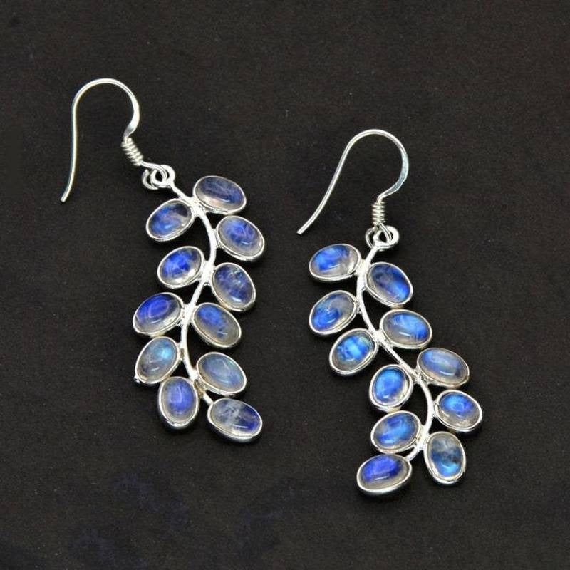 SILVER EARRINGS WITH SMALL BLUE AGATE